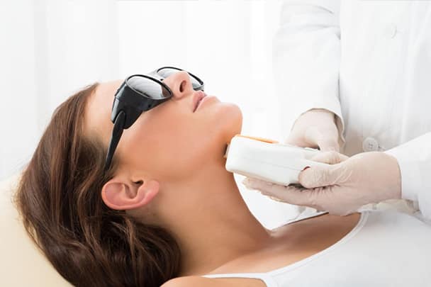 laser treatment on chin on woman in surrey